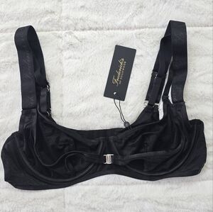 NWT Frederick's of Hollywood Black Mesh Underwire Bra Size L